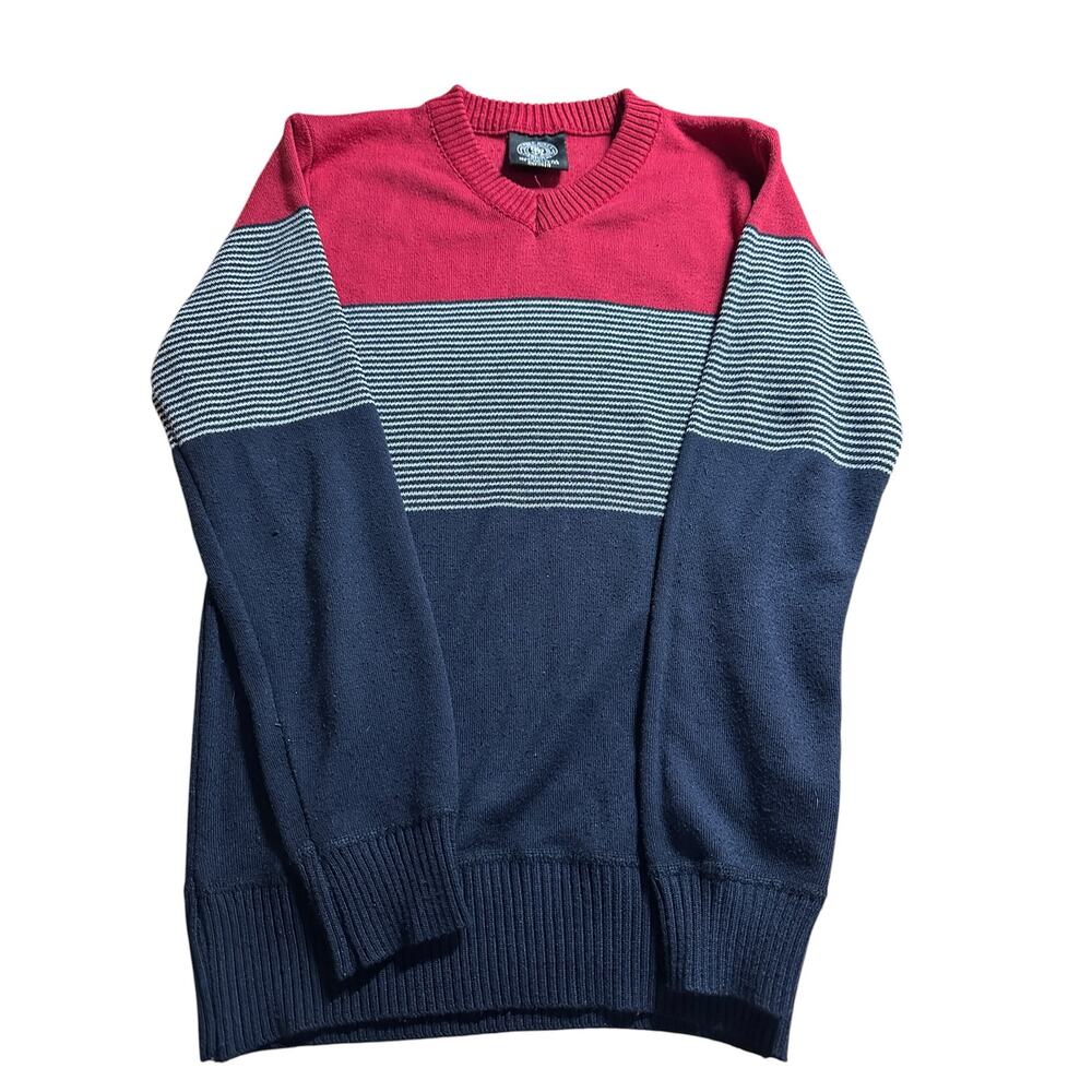 Street Rules Clothing 
Boys Knit Long Sleeve Sz M 10/12 Striped Crewneck NavyRed